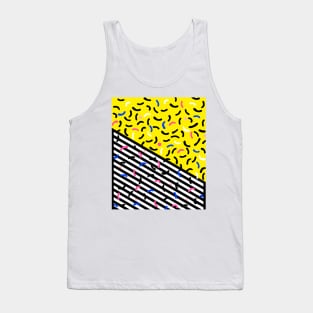 80s pop art 003 yellow, black and white stripes Tank Top